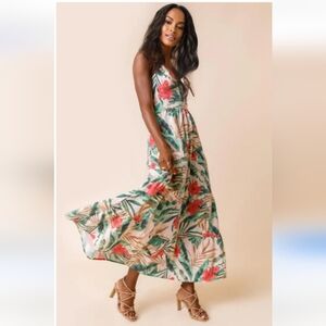 Francesca's Collections Tropical Floral Maxi Dress